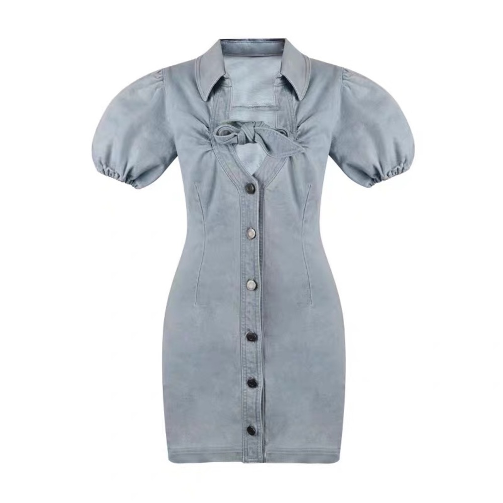 【designed by myself】Denim dress with Puff sleeve